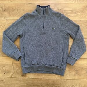 Lacoste Men’s Quarter Zip Sweatshirt SH1925 Gray Cotton Pullover Size M